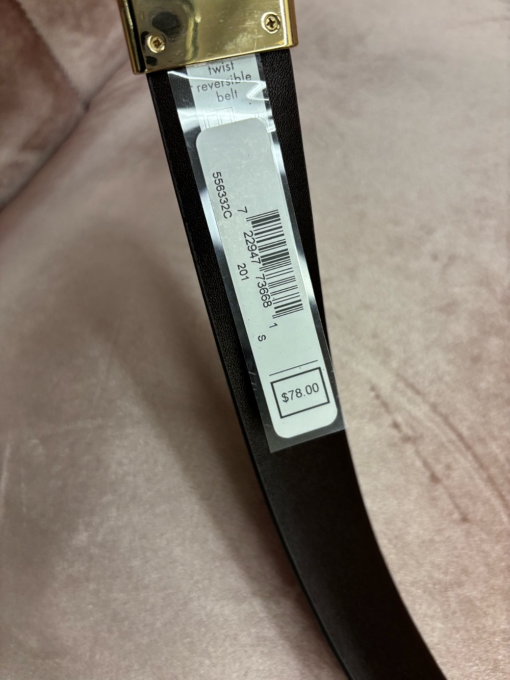 Michael Kors Reversible Monogram Belt with Gold MK Crystal Buckle - Picture 15 of 16